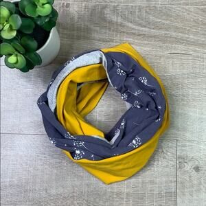 Dandelion Women's Infinity Scarf Blue Gray Mustard Yellow